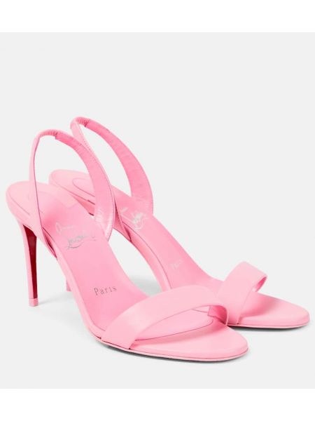 Kožne sandale s remenčićima s otvorenom petom Christian Louboutin ružičasta