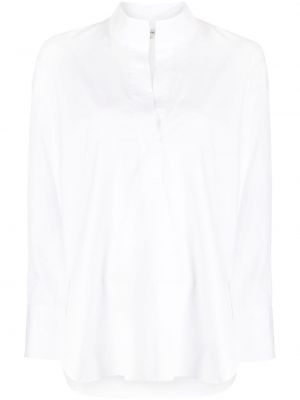 Βαμβακερή μπλούζα με λαιμόκοψη v Vince λευκό