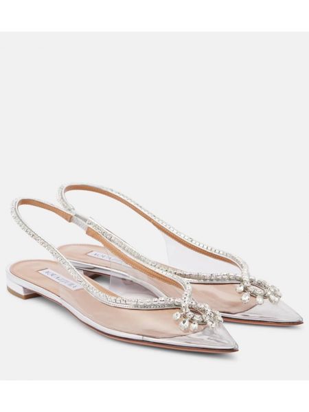 Krystaller slingback ballerinaer Aquazzura sølv