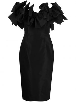Midi šaty s mašlí Carolina Herrera černé