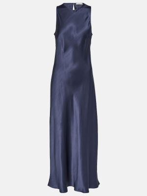 Svilena dolga obleka Asceno modra