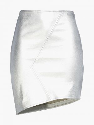 Кожаная асимметричная юбка мини Ba&sh, серебряный