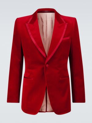 Bavlnená zamatová bunda Gucci červená