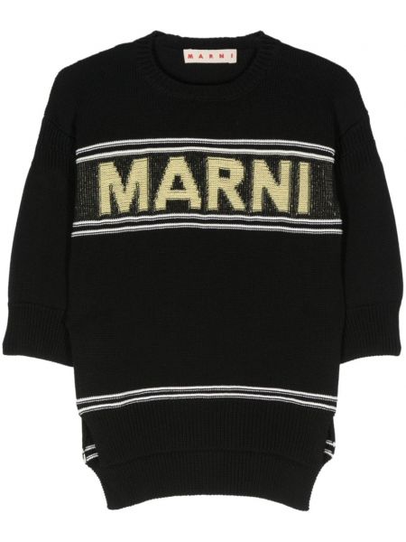 Памучен пуловер Marni черно