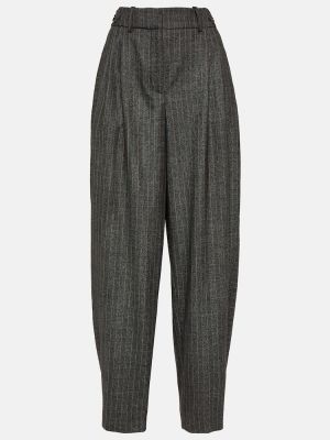 Pruhované vlněné kalhoty relaxed fit Stella Mccartney šedé