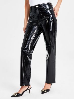 Лаковые прямые брюки с высокой талией Inc International Concepts черные