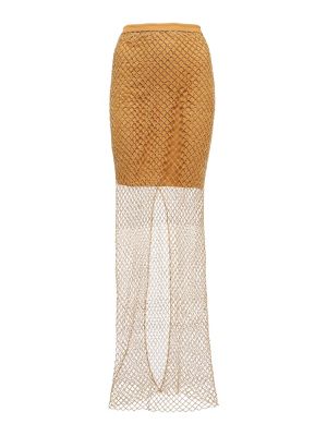 Krištáľová dlhá sukňa Costarellos zlatá