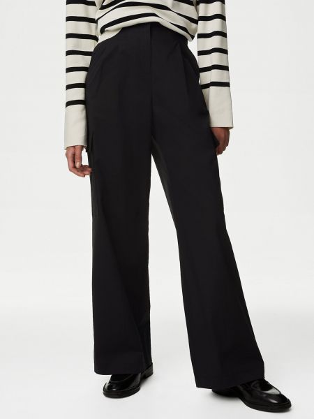 Kalhoty s vysokým pasem Marks & Spencer černé