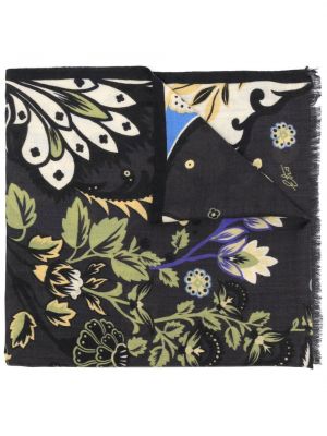 Floral silke ull skjerf Etro svart