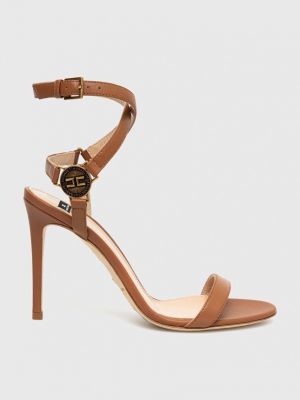 Kožené sandály Elisabetta Franchi hnědé