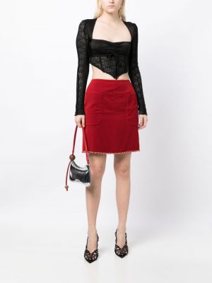 Sametové mini sukně Chanel Pre-owned červené