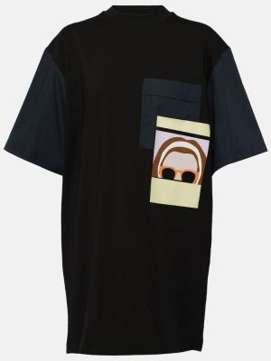 T-shirt di cotone con stampa in jersey Plan C nero