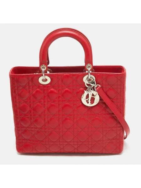 Shopperka skórzana retro Dior Vintage czerwona