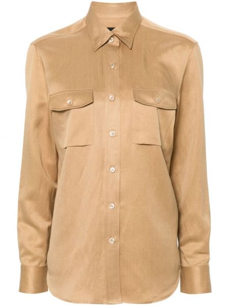 Šilkinė lininė marškiniai Brioni ruda