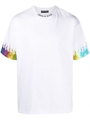 Тениска с принт с градиентным принтом Vision Of Super бяло