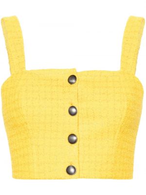 Crop top w kratkę tweedowy Alessandra Rich żółty