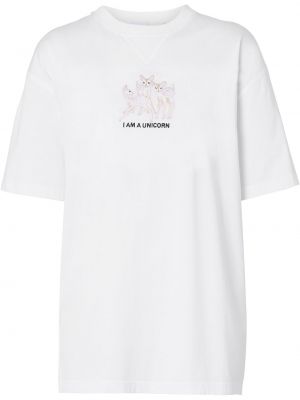 Oversize t-shirt mit stickerei Burberry weiß