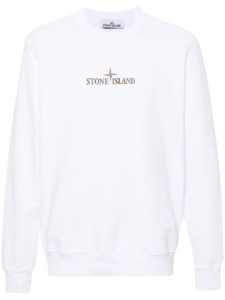 Baskılı pamuk uzun kazak Stone Island beyaz