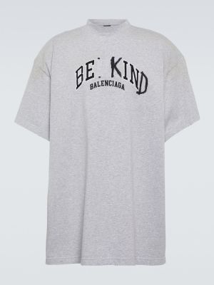 T-shirt ricamato di cotone in jersey Balenciaga grigio