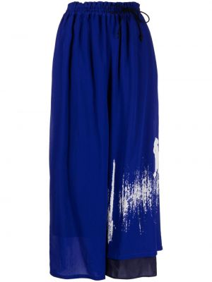 Φλοράλ παντελόνι με σχέδιο Y's μπλε