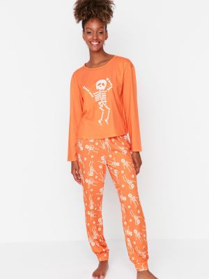 Pletena pižama Trendyol oranžna