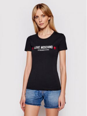 Slim fit priliehavé tričko Love Moschino čierna