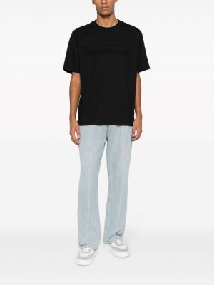 Kokvilnas t-krekls ar izšuvumiem Calvin Klein Jeans melns