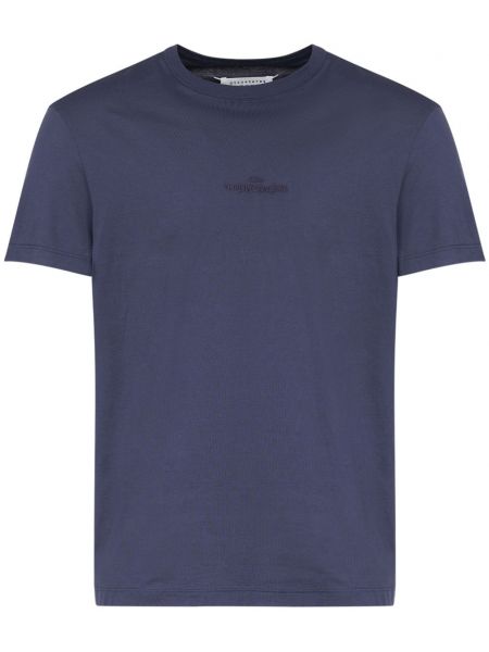 Памучна тениска бродирана Maison Margiela синьо
