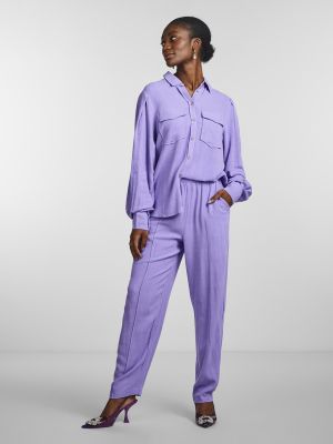 Pantalones rectos de lino Y.a.s violeta