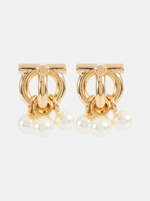 Boucles d'oreilles avec perles à boucle Ferragamo doré