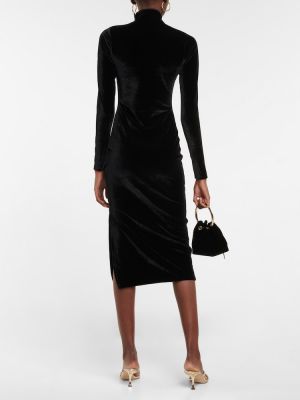 Midi haljina od samta Polo Ralph Lauren crna