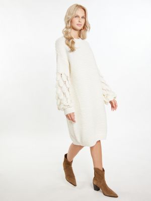 Pletené pletené vlnené šaty Izia biela