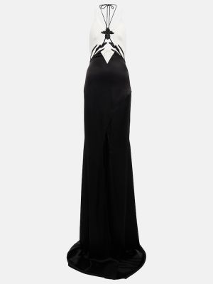 Saténové dlouhé šaty David Koma čierna