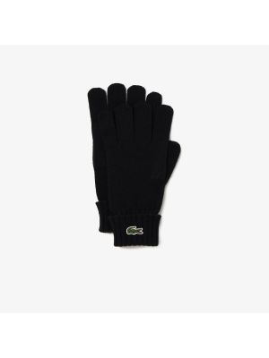 Czarne rękawiczki z dżerseju Lacoste