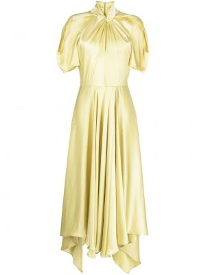 Plisirana asimetrična koktejl obleka Stella Mccartney rumena