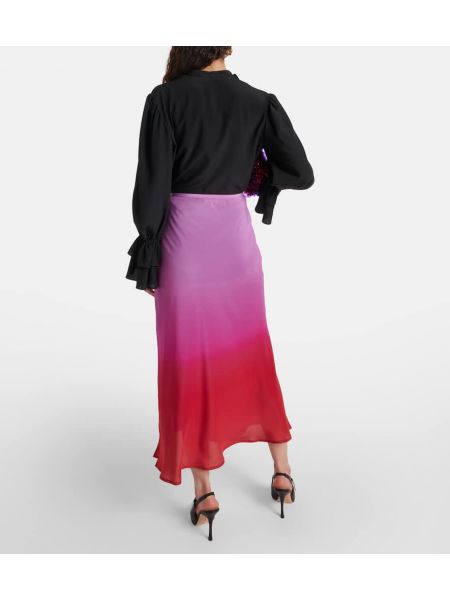 Svilena midi suknja Rixo ružičasta