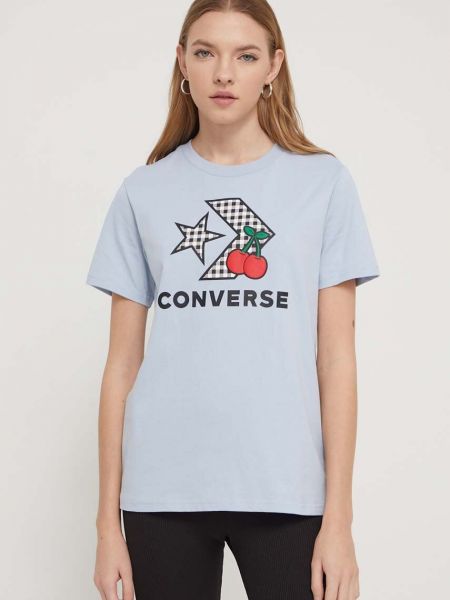 Koszulka bawełniana Converse niebieska