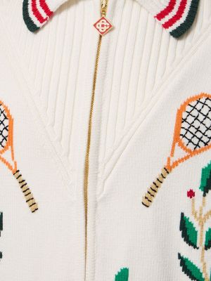Bavlnený sveter na zips Casablanca biela