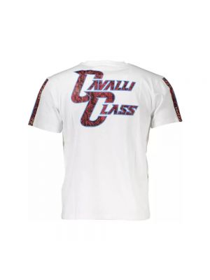 Koszulka bawełniana z nadrukiem Cavalli Class biała