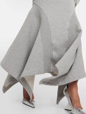 Asymetrická džerzej bavlnená dlhá sukňa The Attico sivá