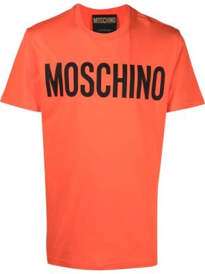 Тениска с кръгло деколте Moschino оранжево