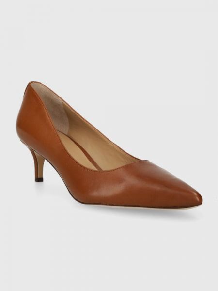 Кожаные туфли на каблуке на высоком каблуке Lauren Ralph Lauren коричневые