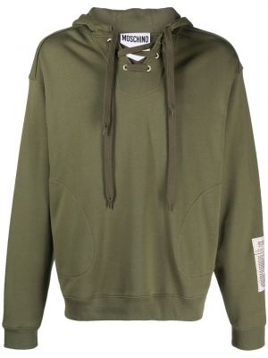 Pamučna hoodie s kapuljačom Moschino zelena