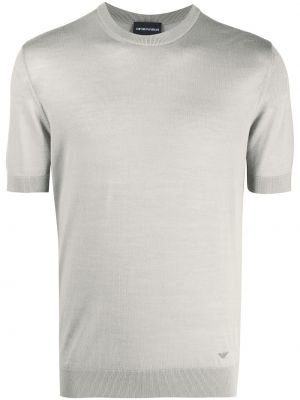 Плетена вълнена тениска Emporio Armani сиво