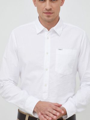 Памучна дънкова риза Pepe Jeans бяло