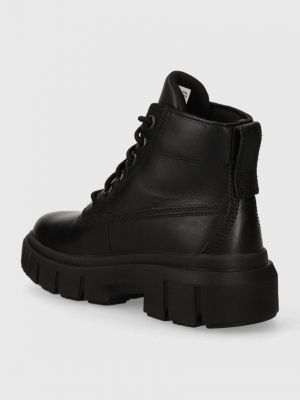 Kožené kotníkové boty na podpatku na plochém podpatku Timberland černé