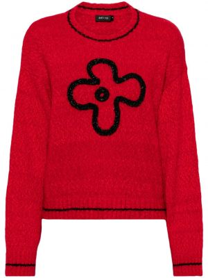Gėlėtas megztinis apvaliu kaklu Tout A Coup raudona