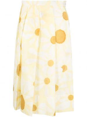 Плиссированная юбка с принтом Marni, желтая