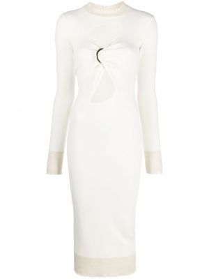 Viskózové pletené šaty s dlouhými rukávy The Attico - bílá