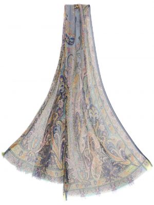 Fular de mătase cu imagine cu model paisley Etro albastru